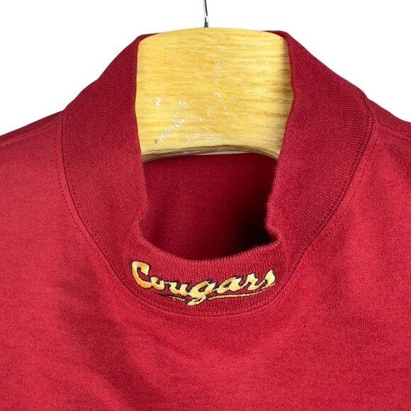 Russell Athletic NFL Cougars  Mock Neck Shirt Men M Red Long Sleeve Embroidered - Picture 4 of 11